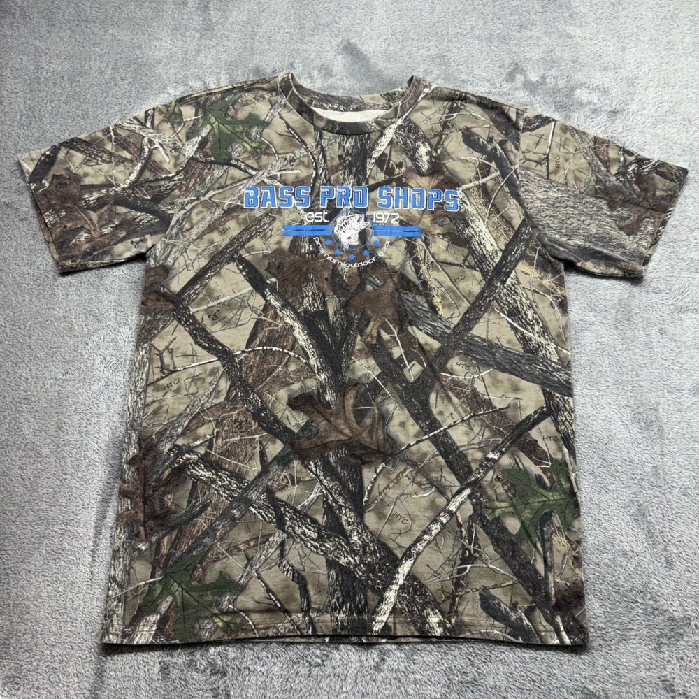 Bass Pro Shops T-Shirt Mens Large Camo Graphic Tee Hunting Fishing